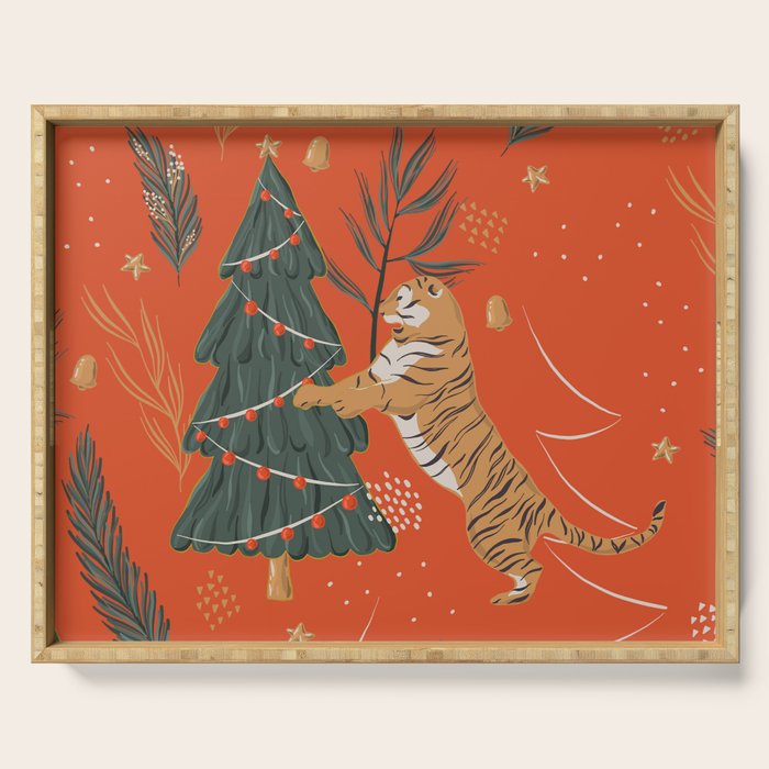 Tigers Christmas Serving Tray Gallery Image 1