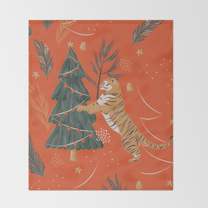 Tigers Christmas Throw Blanket Gallery Image 2