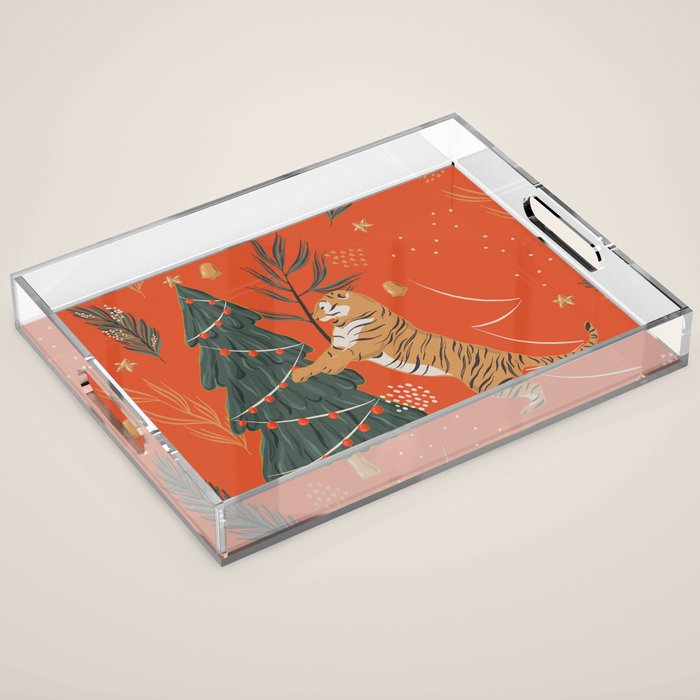 Tigers Christmas Acrylic Tray Gallery Image 1