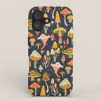 Mystic Mushrooms - Khaki & Green on Navy iPhone Case Gallery Image 1