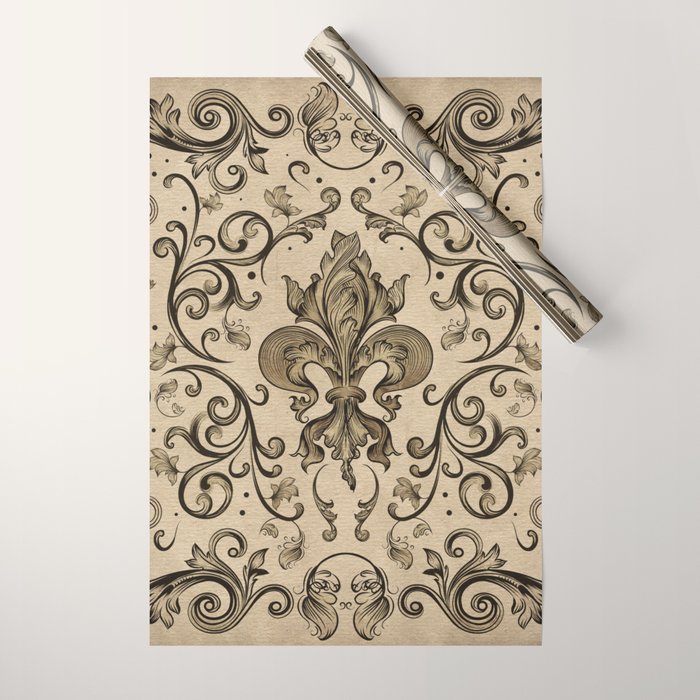 Vintage Fleur-de-lis ornament  Wrapping Paper Gallery Image 1