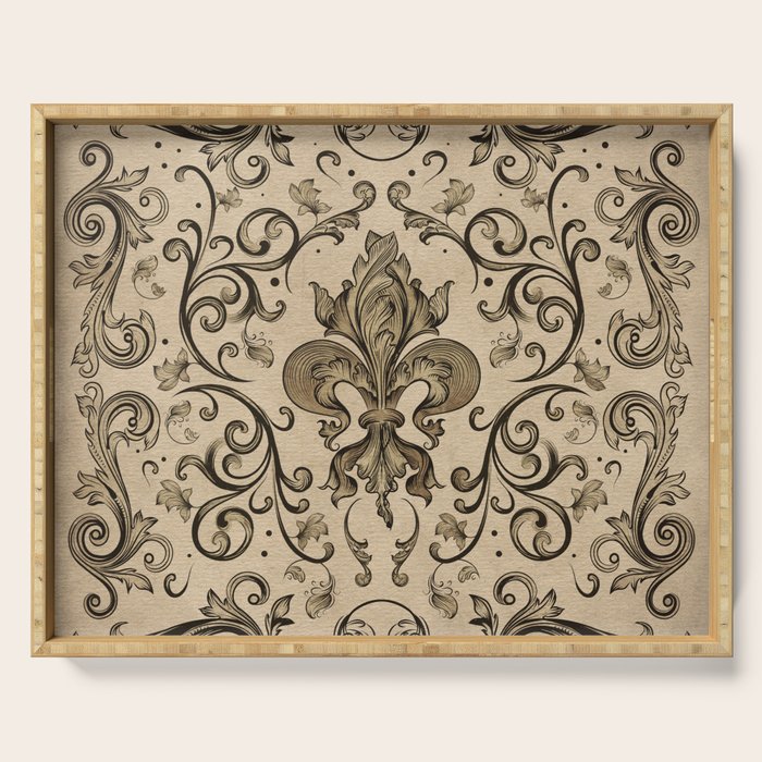 Vintage Fleur-de-lis ornament  Serving Tray Gallery Image 1