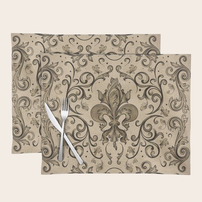 Vintage Fleur-de-lis ornament  Placemat Gallery Image 1