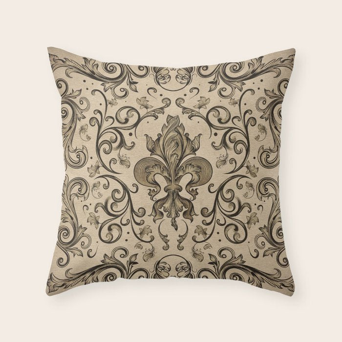 Vintage Fleur-de-lis ornament  Throw Pillow Gallery Image 6
