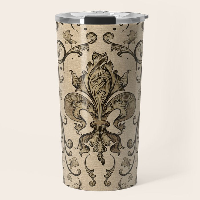 Vintage Fleur-de-lis ornament  Travel Mug Gallery Image 1