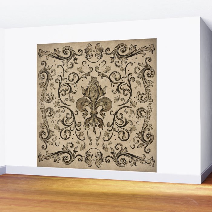 Vintage Fleur-de-lis ornament  Wall Mural Gallery Image 2