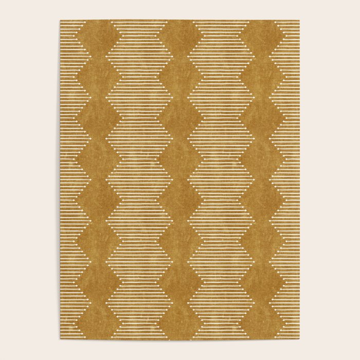 mudcloth diamonds - mustard Poster Gallery Image 4