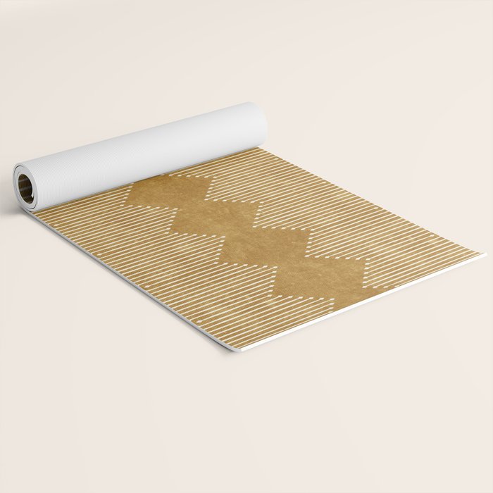 mudcloth diamonds - mustard Yoga Mat Gallery Image 2