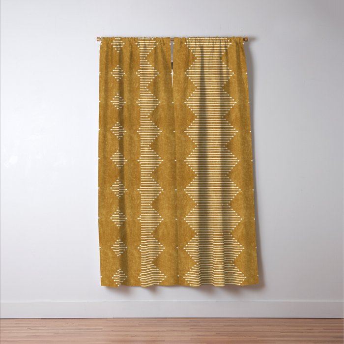 mudcloth diamonds - mustard Window Curtain Gallery Image 3