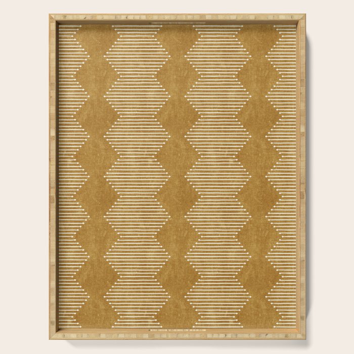 mudcloth diamonds - mustard Serving Tray Gallery Image 1