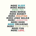 Good vibes quote, more sleep, dreaming, road trips, love, fun, happy life, lettering, laughter Coffee Mug Gallery Image 2