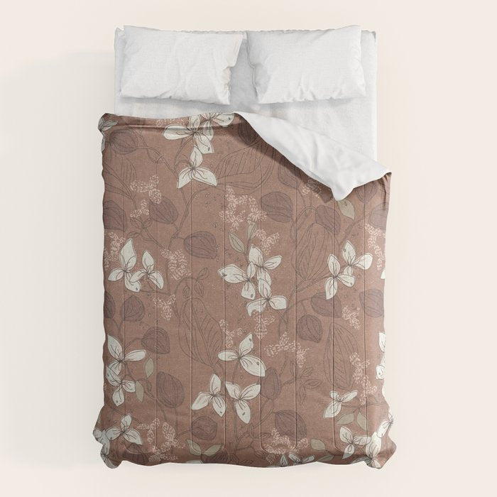 Floral elegance relaxed textured mocha mousse Comforter Gallery Image 6