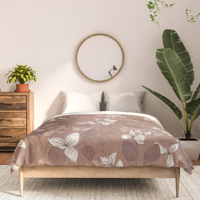 Floral elegance relaxed textured mocha mousse Comforter Gallery Image 3
