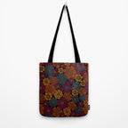 Dark Burgundy, Teal & Mustard Floral Tote Bag Gallery Image 2