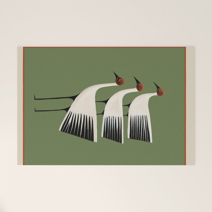 Striped Bird Trio Welcome Mat Gallery Image 1