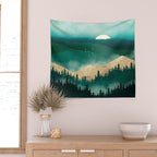 Summer Forest Mist Wall Tapestry Gallery Image 2