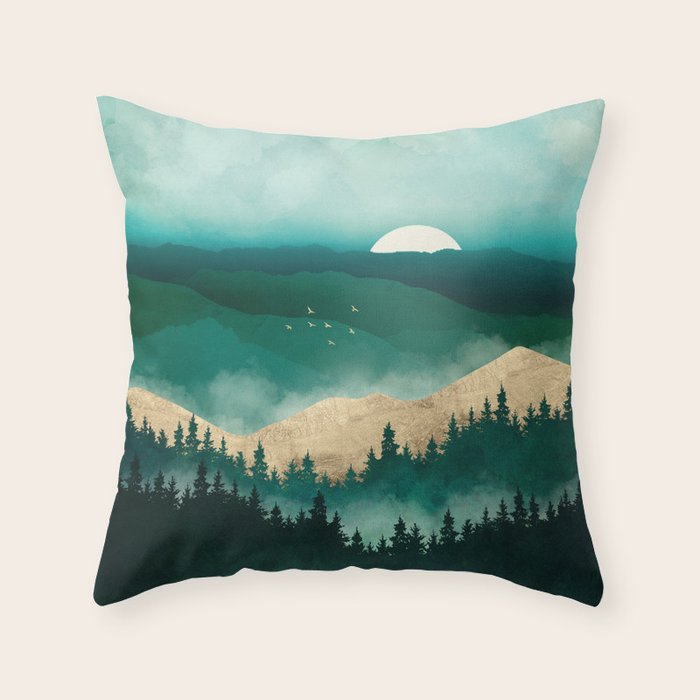 Summer Forest Mist Throw Pillow Gallery Image 1