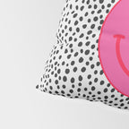 Cute Pink and Red Smiley Face on Black and White Background Pillow Sham Gallery Image 4