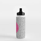 Cute Pink and Red Smiley Face on Black and White Background Water Bottle Gallery Image 2
