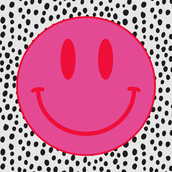 Cute Pink and Red Smiley Face on Black and White Background Coffee Mug Gallery Image 2
