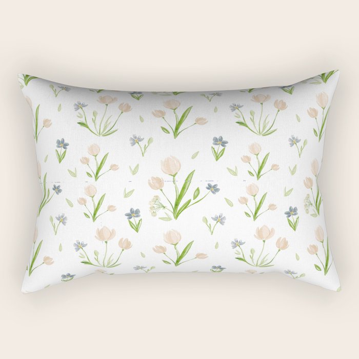 Watercolor Floral Pattern Botanical Design Rectangular Pillow Gallery Image 1