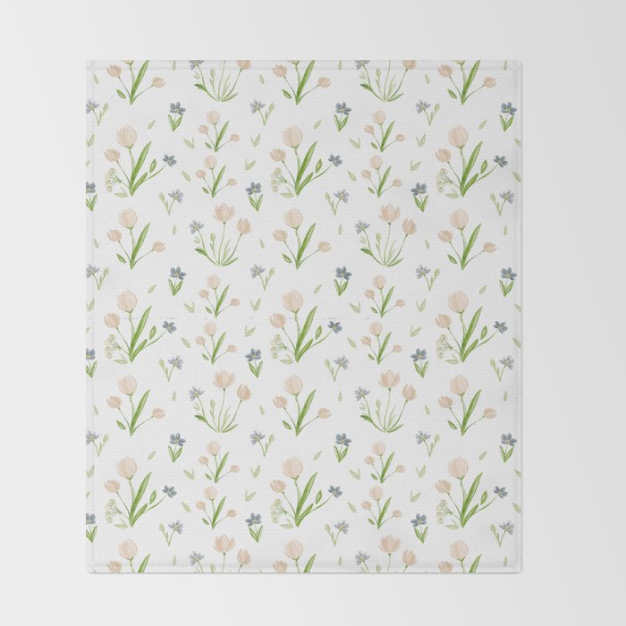 Watercolor Floral Pattern Botanical Design Throw Blanket Gallery Image 2