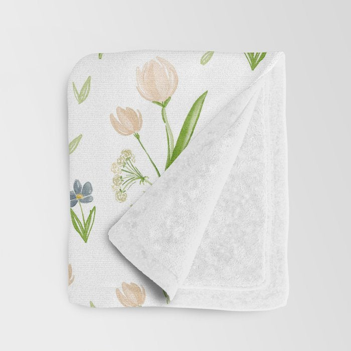 Watercolor Floral Pattern Botanical Design Throw Blanket Gallery Image 3