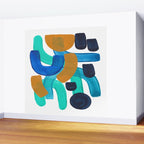 Minimalist Abstract Mid Century Modern Colorful Shapes Marine Green Teal Blue Yellow Pattern Wall Mural Gallery Image 2