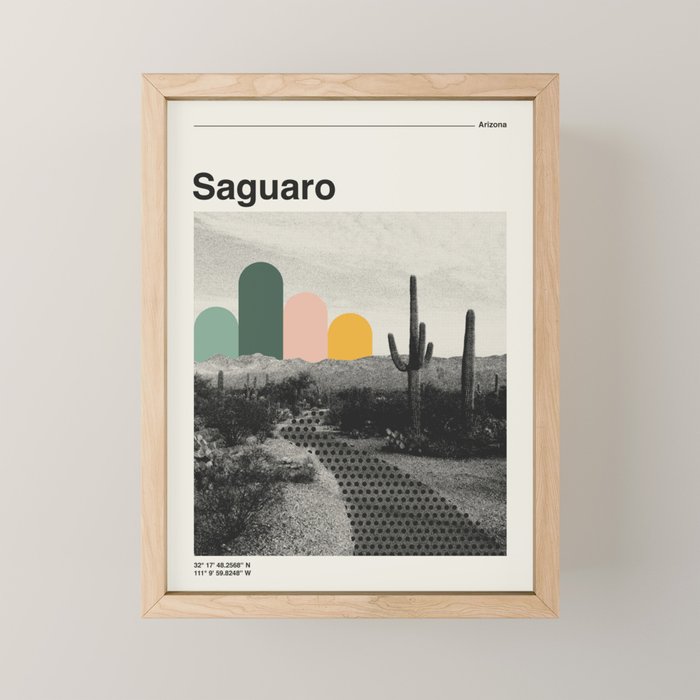 Saguaro National Park Mid Century Modern Travel Poster Mini Art Print Gallery Image 1