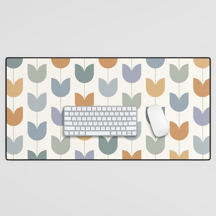 Spring Tulips XI Natural Multicolor Mid Century Flowers Desk Mat Gallery Image 1