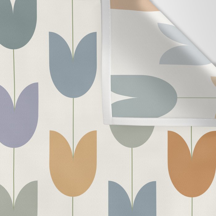 Spring Tulips XI Natural Multicolor Mid Century Flowers Wall Tapestry Gallery Image 3