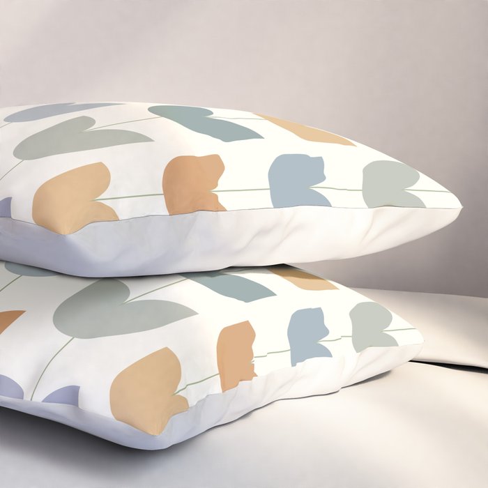 Spring Tulips XI Natural Multicolor Mid Century Flowers Pillow Sham Gallery Image 3