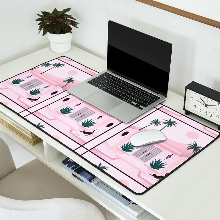 Palm Springs Home â Blush & Teal Desk Mat Gallery Image 2