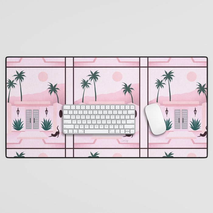 Palm Springs Home â Blush & Teal Desk Mat Gallery Image 1