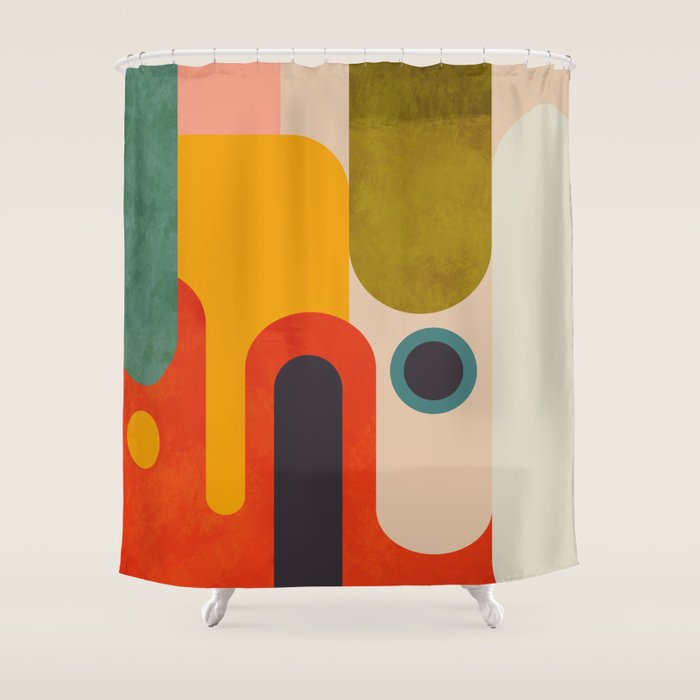 geometry vintage abstract art Shower Curtain Gallery Image 1