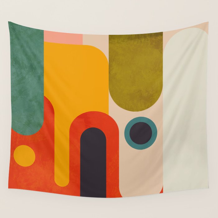geometry vintage abstract art Wall Tapestry Gallery Image 1