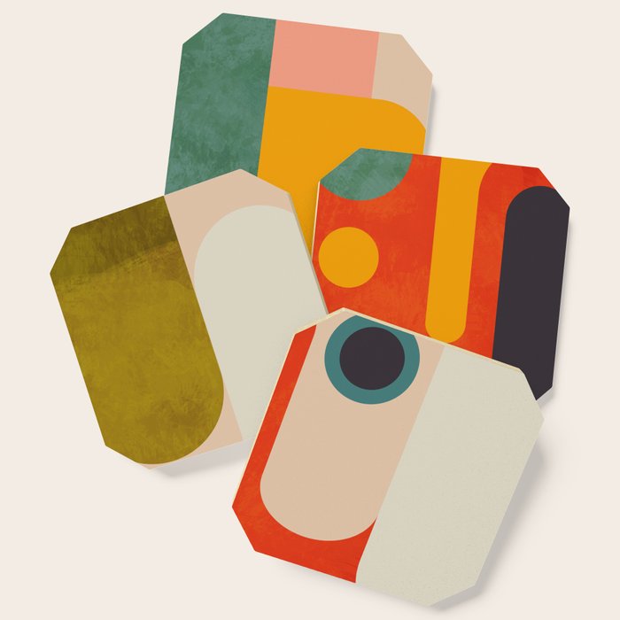 geometry vintage abstract art Coaster Gallery Image 1