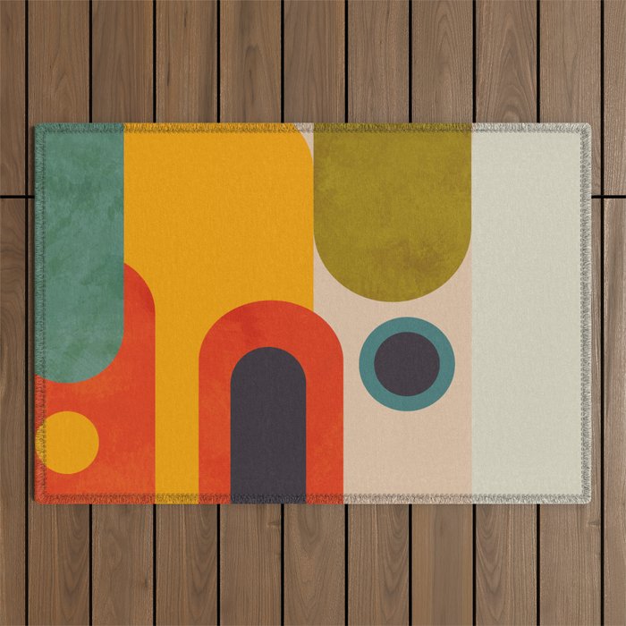 geometry vintage abstract art Outdoor Rug Gallery Image 1
