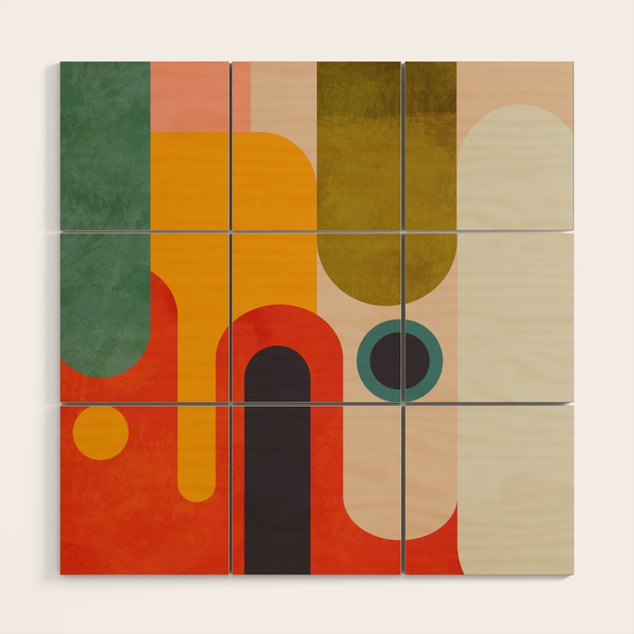 geometry vintage abstract art Wood Wall Art Gallery Image 1