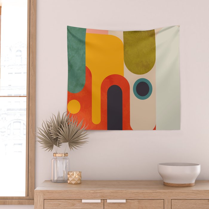 geometry vintage abstract art Wall Tapestry Gallery Image 2