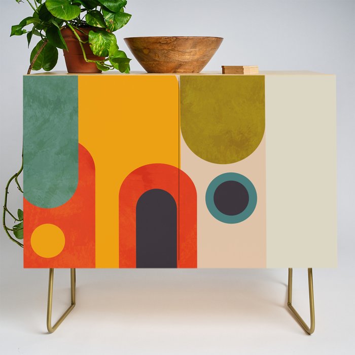 geometry vintage abstract art Credenza Gallery Image 1