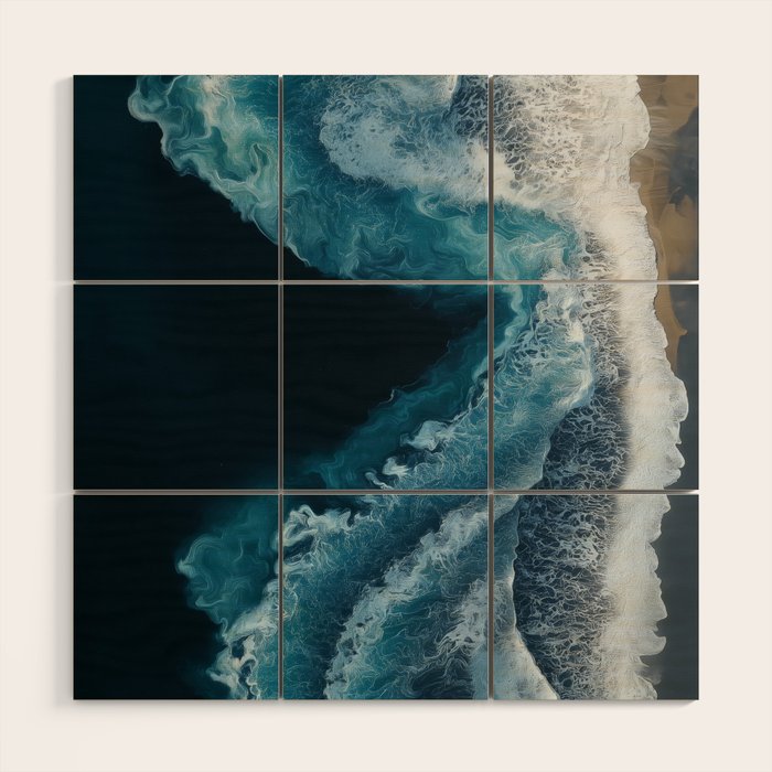 Aerial Ocean Waves - Coastal Wall Art Photography Wood Wall Art Gallery Image 1