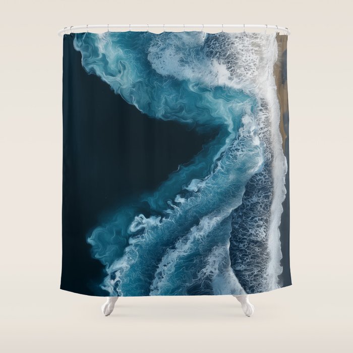 Aerial Ocean Waves - Coastal Wall Art Photography Shower Curtain Gallery Image 1