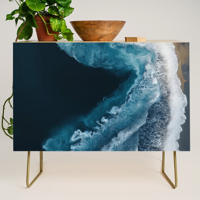 Aerial Ocean Waves - Coastal Wall Art Photography Credenza Gallery Image 1