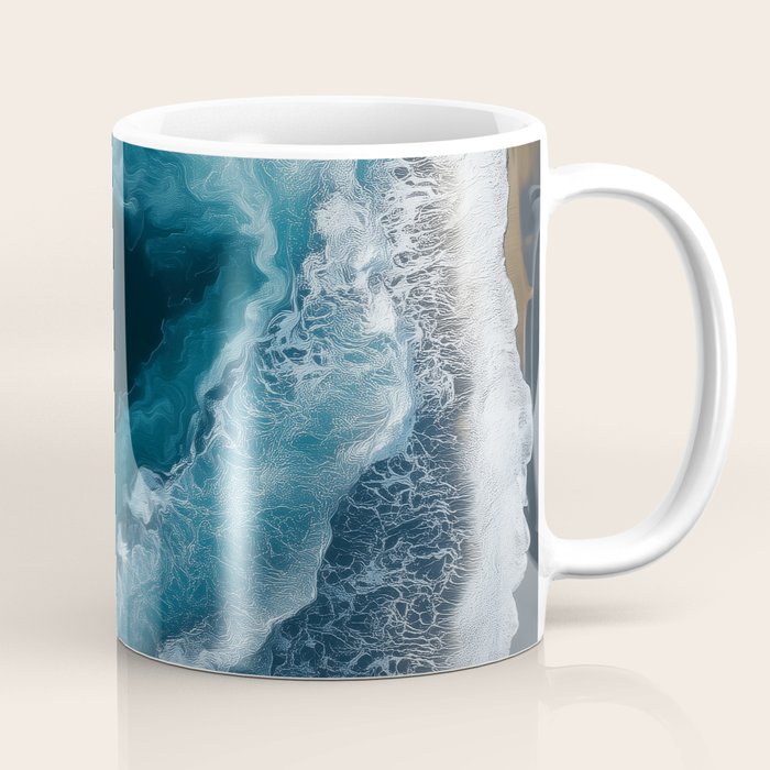 Aerial Ocean Waves - Coastal Wall Art Photography Coffee Mug Gallery Image 1