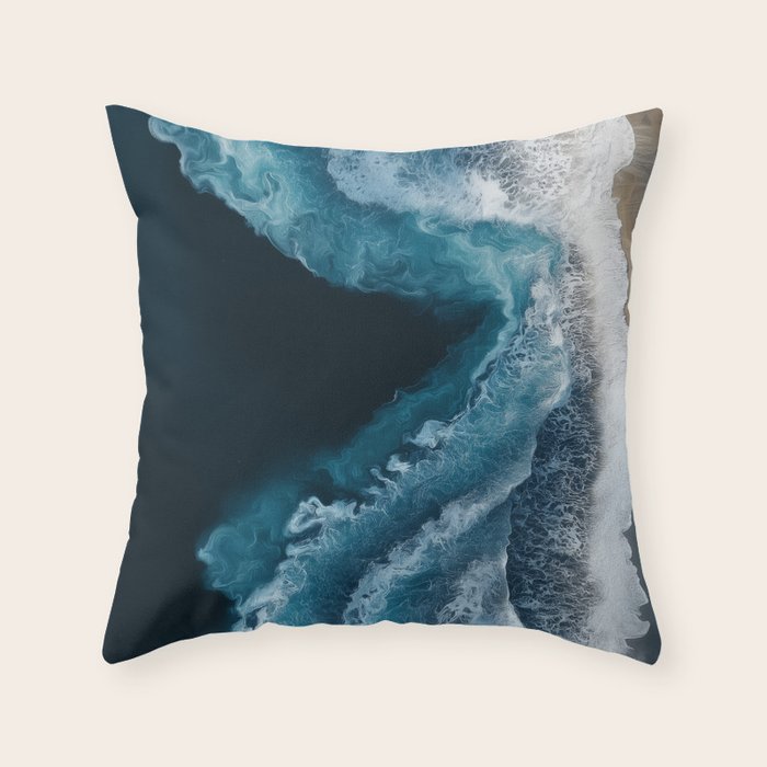 Aerial Ocean Waves - Coastal Wall Art Photography Throw Pillow Gallery Image 1