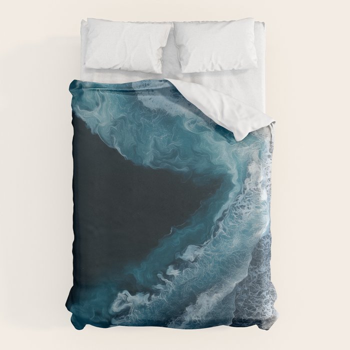 Aerial Ocean Waves - Coastal Wall Art Photography Duvet Cover Gallery Image 1