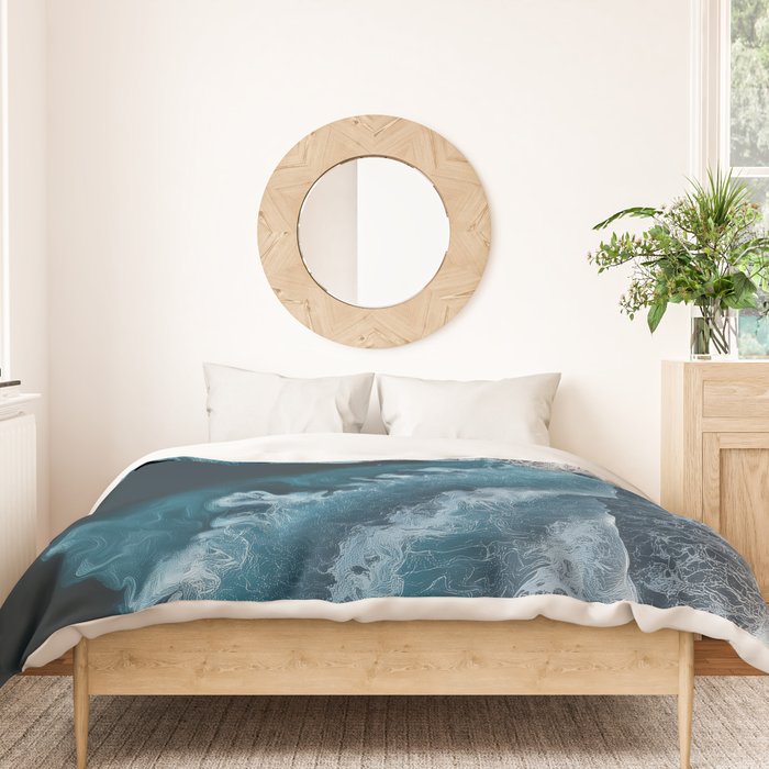 Aerial Ocean Waves - Coastal Wall Art Photography Duvet Cover Gallery Image 3