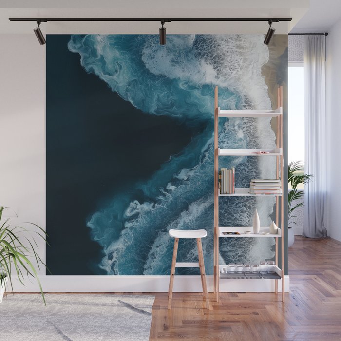 Aerial Ocean Waves - Coastal Wall Art Photography Wall Mural Gallery Image 1
