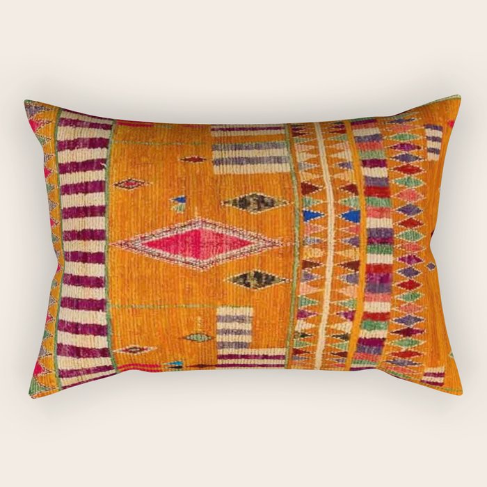 Orange Traditional Moroccan Design Rectangular Pillow Gallery Image 2